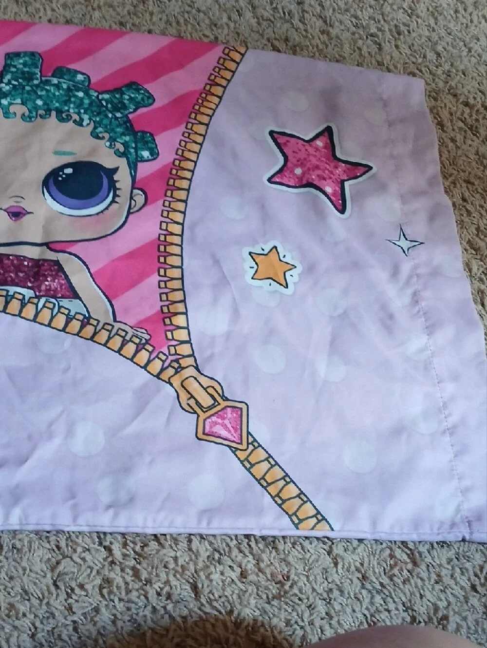 L.O.L. Surprise! Pink and Green Striped Doll Pillowcase